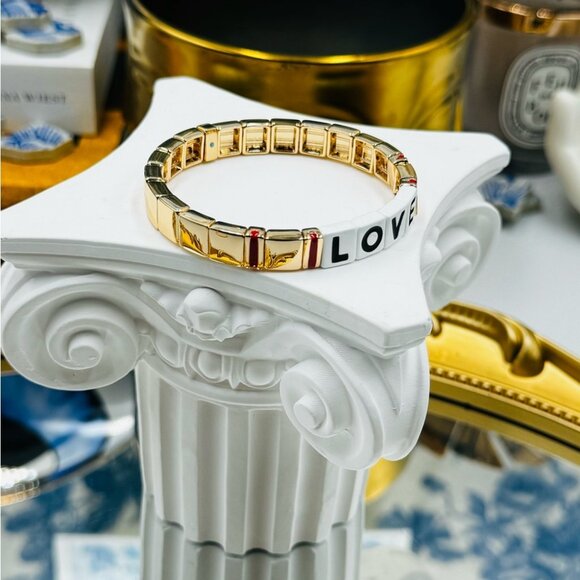 🆕 ROXANNE ASSOULIN 🧿 NWOT Golden LOVE Bracelet Set - Set of 2 - Picture 10 of 16